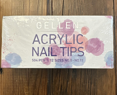 NWT Gellen Nail Acrylic Tips 504 PCS 12 Sizes NO.0 - NO.11