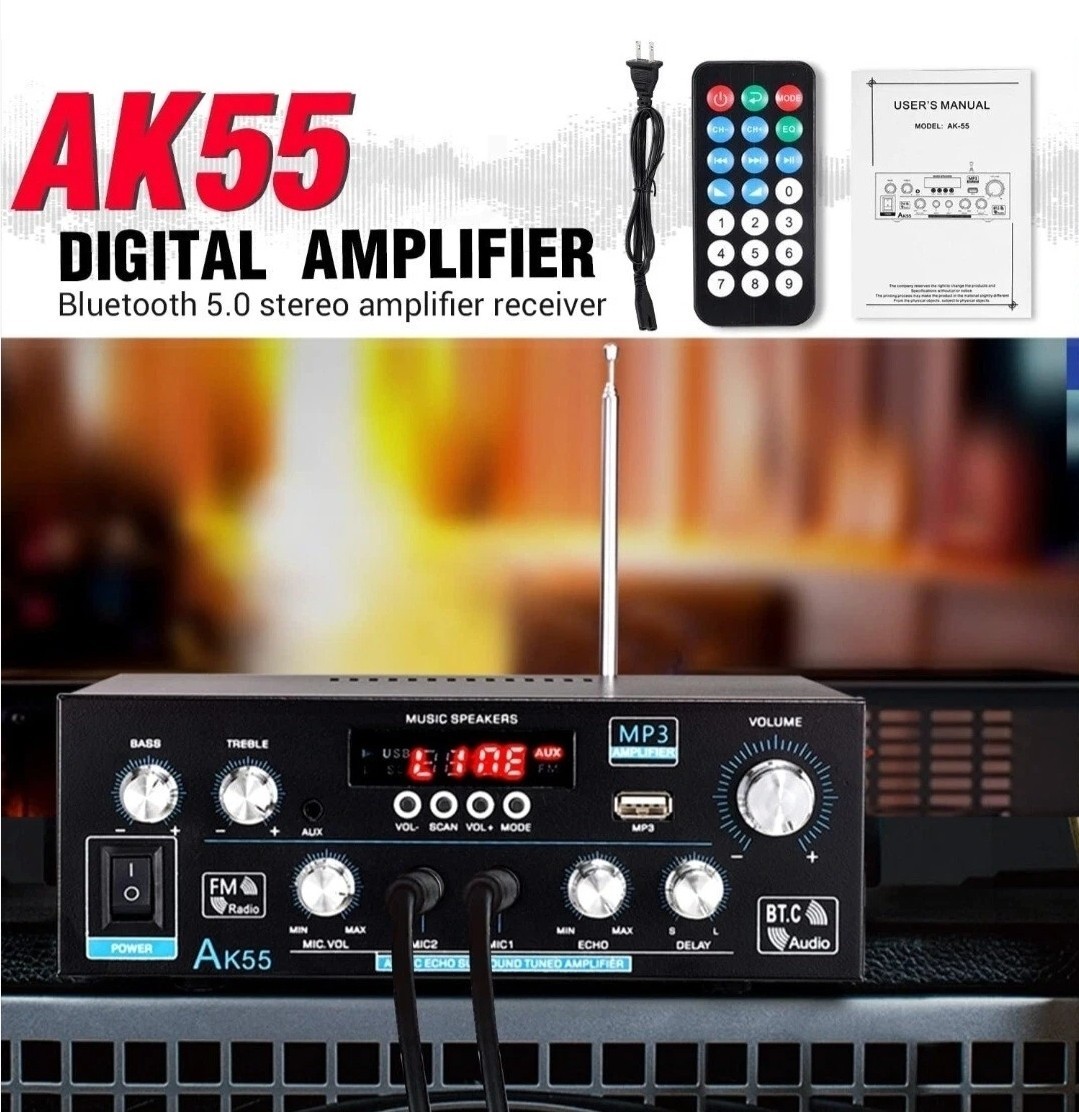 Amplificateur Audio HiFi AK55, Max 900W, Bluetooth Numérique, Médailles, RMS 70W 70W, Canal 2 Prend En Charge Les Entrees Mic Des Touristes Radio Fm I4297354114