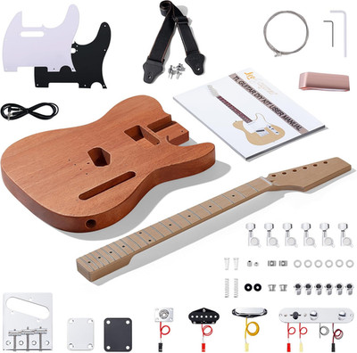 Leo Jaymz DIY Tele Style Electric Guitar Kit Mahogany Body Maple Neck Complete