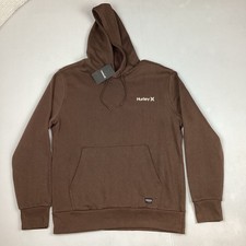 Hurley Men  s One And Only Pullover Hoodie Sweatshirt Brown Small NEW Retail 55