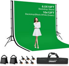 8.5X10Ft Green Screen Backdrop Kit with Sand Bag, Photography Background Support