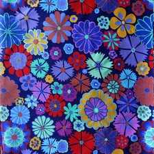 Kaffe Fassett Coll., Folk Flower, PWGP204, Deep Blue, 3 Yards