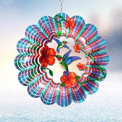 Hummingbird Wind Spinner, 12-Inch 3D Kinetic Metal Wind Spinners - Hummingbir...