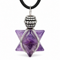 Amethyst Merkaba AnhäNger Halskette Draht Umwickelt Heilige Geometrie...