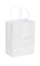 SSWBasics White Kraft Paper Shopping Bags - Case of 100- White Kraft Paper Bags