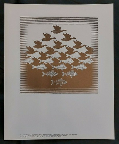 M.C. Escher Luft und Wasser ca 24 x 30cm Poster Bild / Sky and Water /Cordon Art - 第 1/6 張圖片