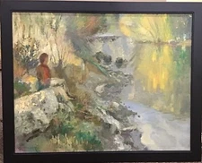 Albert Londraville Painting - Original Oil, “Thoughts Are Reflection”