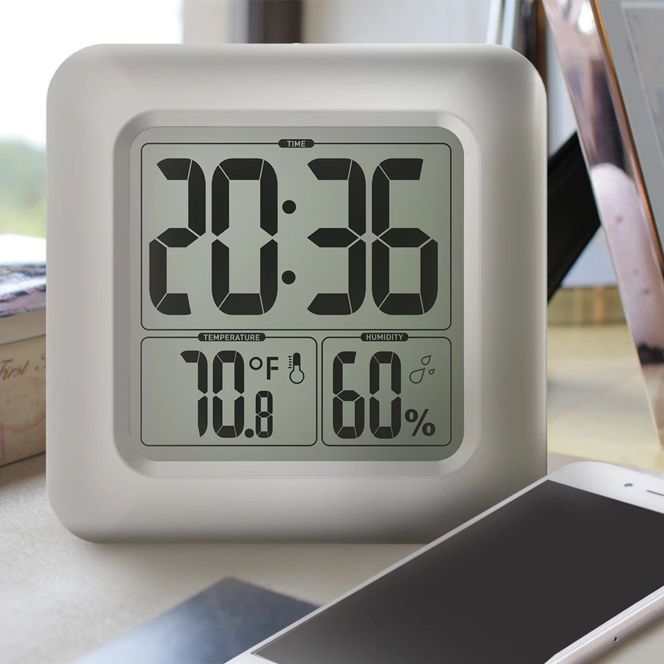 Baldr Clock Big Digit Bathroom Thermometer Hygrometer Temperature and Humidity  - Image 2 of 4