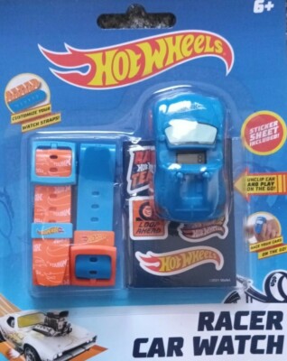 Hot Wheels Rennwagen Digitaluhr mit Wechselarmbändern & Aufklebern
