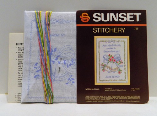 Wedding Bells Sunset Stitchery Kit #755 Package Complete Opened But Not Started - Picture 3 of 5