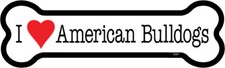 I Heart Love American Bulldogs Dog Bone Car Magnet 2" x 7" USA Made