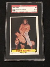 CHIEF JAY STRONGBOW 1985 TOPPS WWF WRESTLING SIGNED AUTOGRAPHED CARD SGC SLABBED