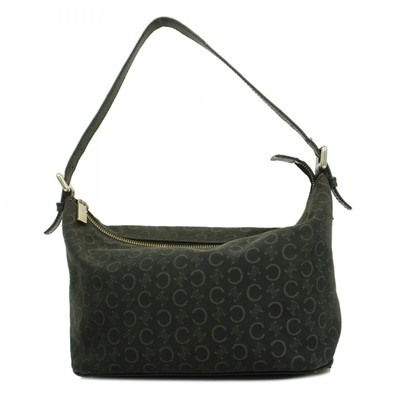 Celine Handtasche C Macadam Canvas Leder Schwarz Silber Hardware 250227N