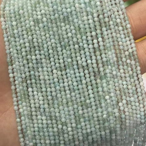 Pequeñas cuentas sueltas redondas lisas amazonita natural azul bebé de 2 mm para hacer joyas - Imagen 3 de 3