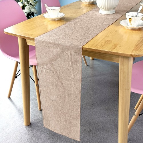Mesa de yute arpillera rústica cubierta de tela mesa de comedor decoración de fiesta - Imagen 60 de 61