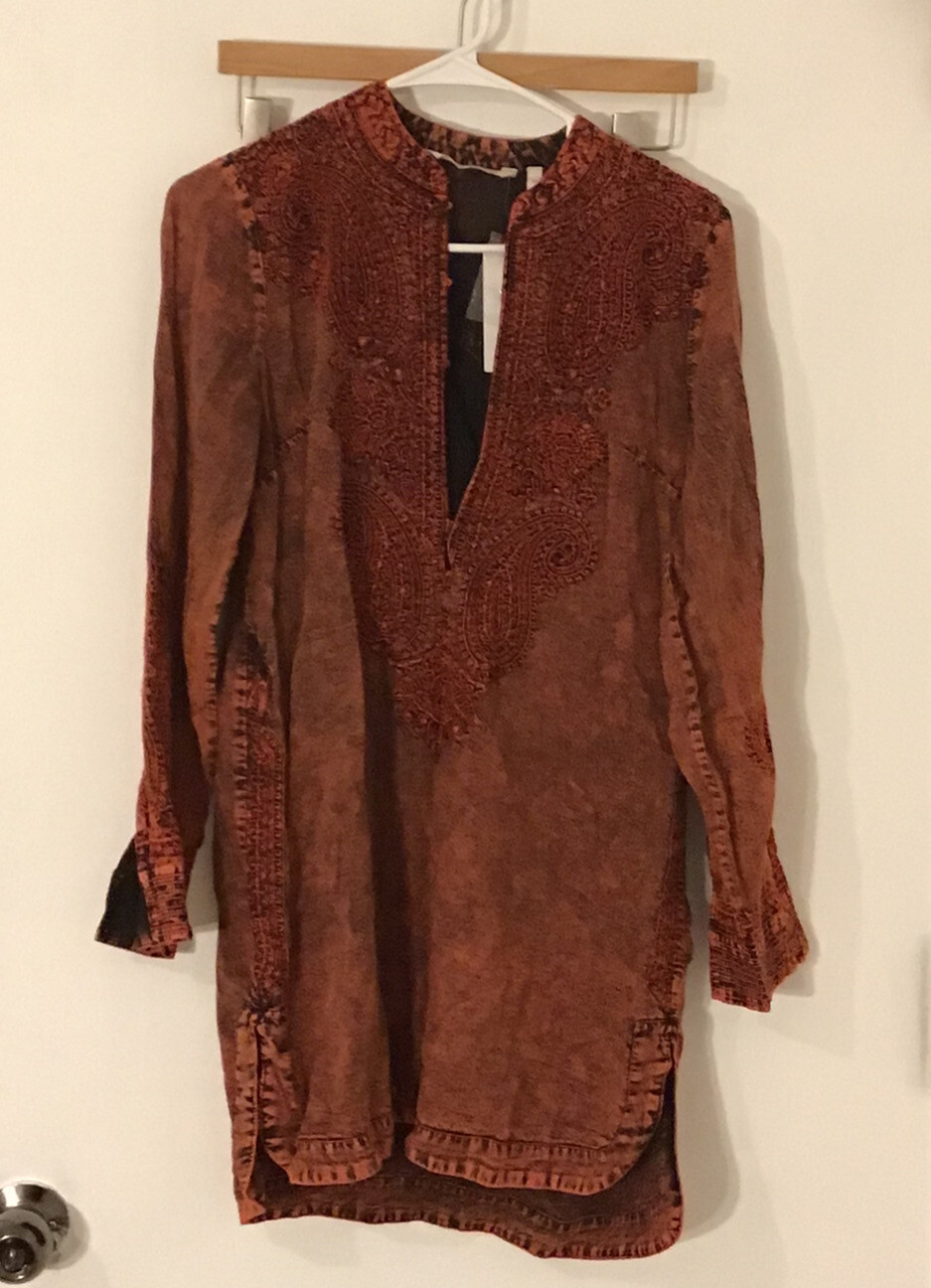 Soft Surroundings XS Button Down Roll  Blouse Bur… - image 1