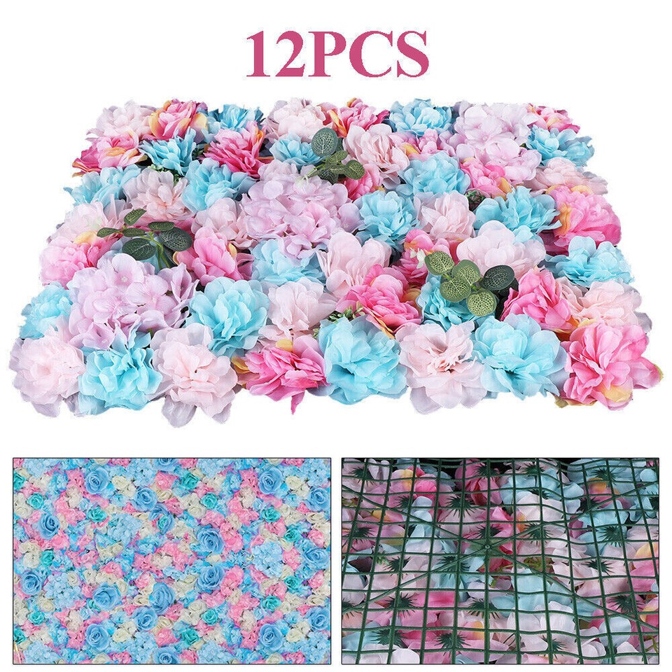 12Pcs Wedding Artificial Flower Wall Panel Hydrangea Rose Panel Party