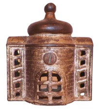 A C Williams Presto Dome Bank Still Cast Iron Coin Silver Paint Antique #2