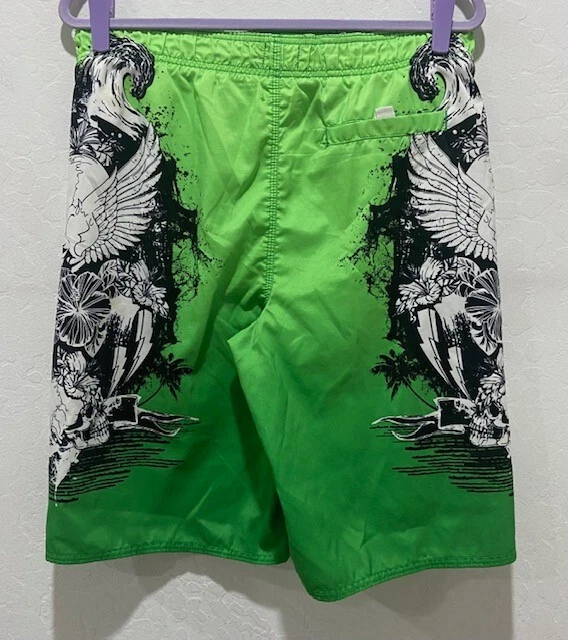 Мальчика Joe боксера черепа доска шорты размер 16H сетки вкладыш задний карман лайм зеленый - Изображение 2 из 4