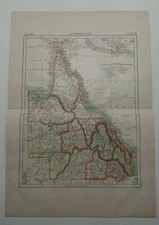 Vintage 1894  QUEENLAND Atlas Map Old Authentic Antique Encyclopedia Britannica 