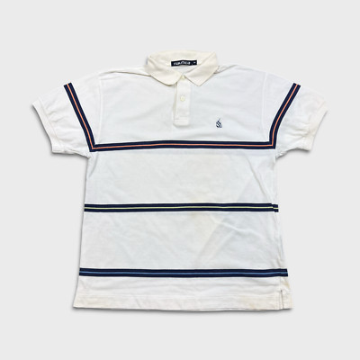 Vintage 90s Nautica Polo Shirt Mens Medium White Pony Stripe