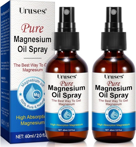 2PCS Pure Magnesium Oil Spray,Topical Magnesium Spray for Body,Glass Bottle,High