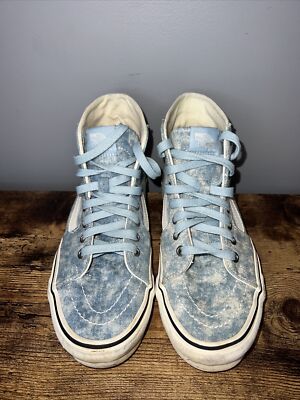 VANS Off The Wall Hi Top Skate Shoes Denim Acid Wash Blue Men’s Women 