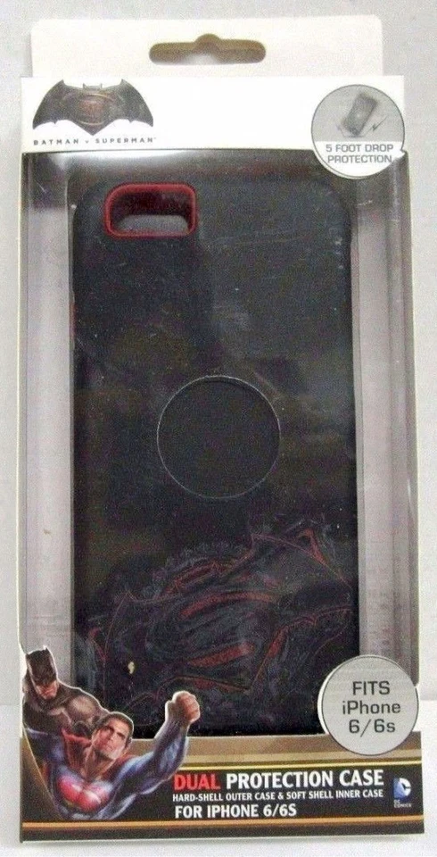 NUEVO Estuche Doble Capa Sakar Batman Vs Superman iPhone 6/6s DC Comics Negro Apple Foto 2 de 2