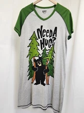Lazy One Women’s Night Shirt Nightgown "Need a Hug" Bear. 100% Cotton. NWT