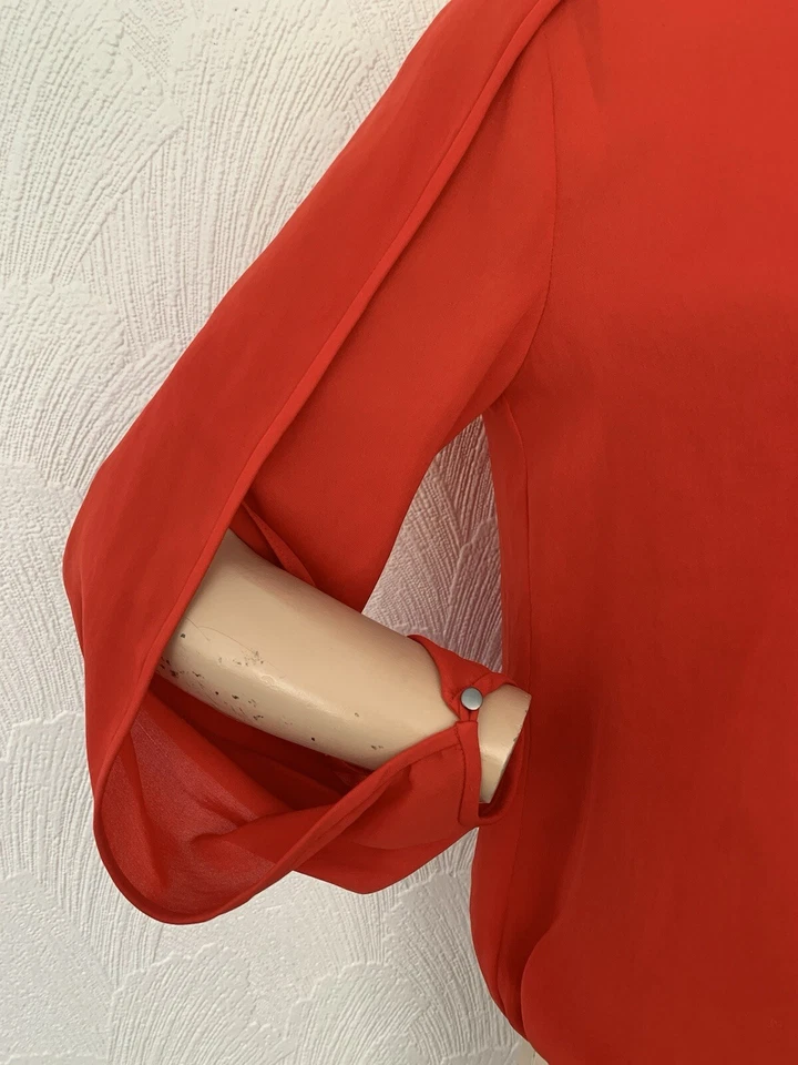 HALSTONHERITAGE красный легкий длинным рукавом блузка верхний Великобритании 6 США 2 ЕС 34 VGC РЕДКАЯ - Изображение 4 из 4