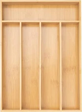 Silverware Organizer Kitchen Drawer Utensil 5 Slots, Natural 