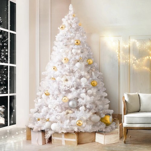 2.1m Jingle Jollys Christmas Tree 1000 White Tips Xmas Tree Decorations