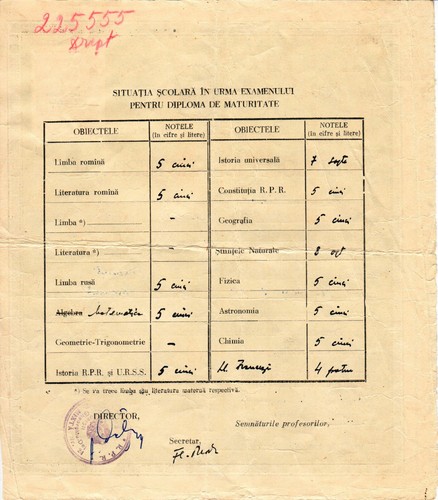 Rumänien, 1960, Vintage Maturitätsdiplom - gemischte klassische High School, Bucuresti - Bild 2 von 2