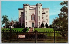 Baton Rouge LA~Visting Hours on Wrought Iron Fence~Steps to State Capitol~1950s