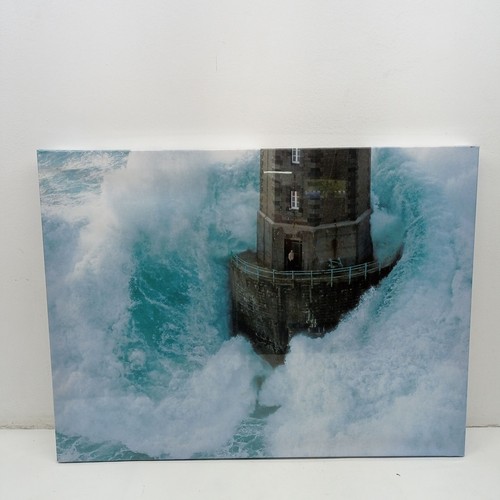 Jean Guichard Kunstdruck auf Leinwand Leuchtturm La Jument im Sturm der Gezeiten