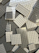 Lego Bulk Dark Light Gray Random Baseplates Plates 4X4 4X6 6x6 6X10 Lot Of 10
