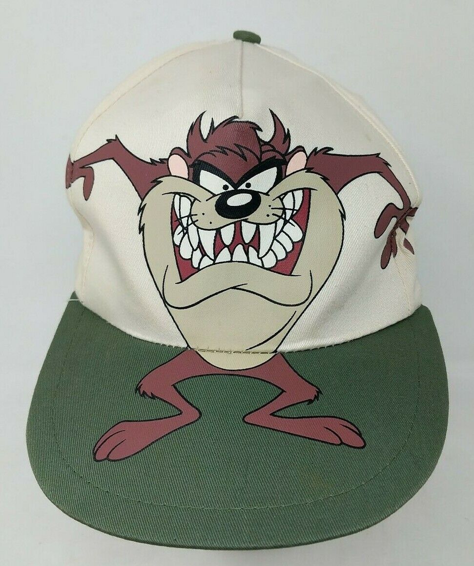 Taz Tasmanian Devil Looney Tunes All Over Print Snapback Baseball Cap VTG  90s