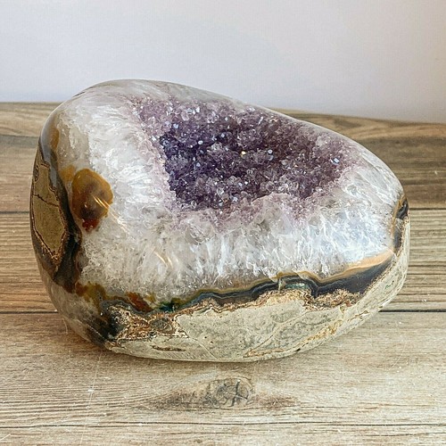 Ametista Geode cristallo grezzo: 2 libbre 3,7 once (1,012 kg) viso lucido, 4,35" lungo - Foto 2 di 12