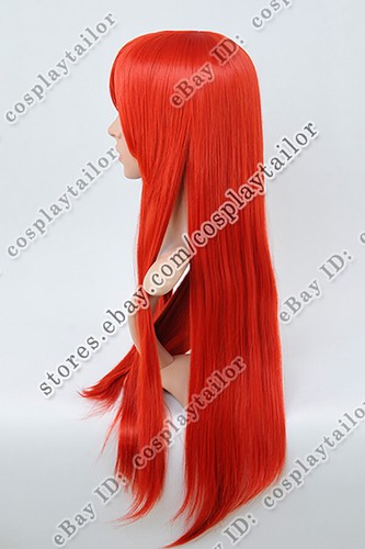 Parrucche diritte lunghe 70 cm arancione scuro con borchie eleganti parrucche cosplay - Foto 4 di 6