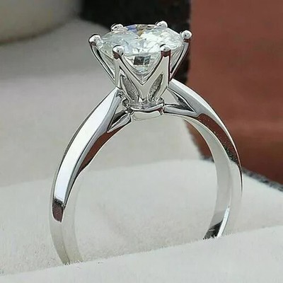 14K White Gold Plated 0.50Ct Round Lab-Created Diamond Women's Engagement Ring