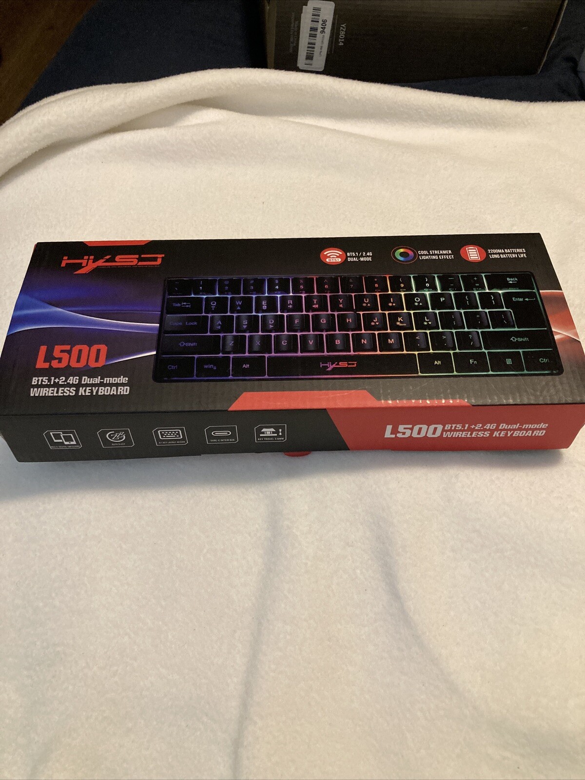 HYSJ 61-Key Pudding Mechanical Gaming Keyboard with Backlit Wired Open Box-image