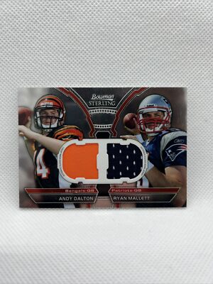 2011 Bowman Sterling Dual Relic Andy Dalton Ryan Mallett Rookie RC Bengals Pats
