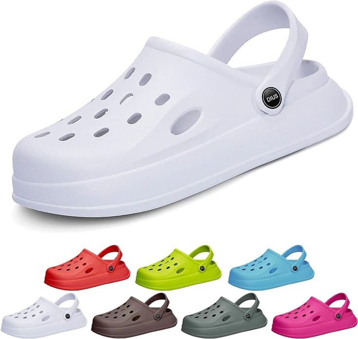 DIUS EVA Medical Clogs Unisex Size 11 White Slip On Shoes