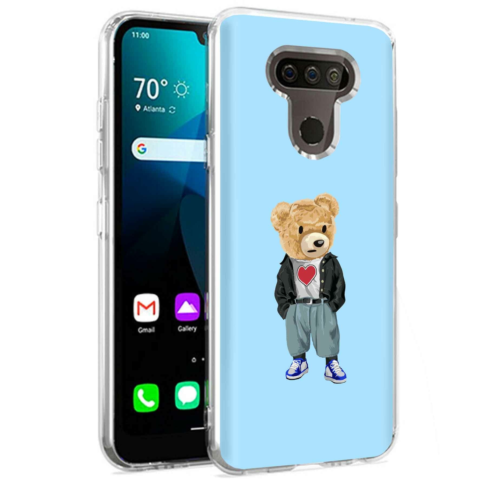 Phone Case for LG Harmony 4,Premier Pro Plus,K41, Teddy Bear Heart Print