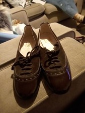 Womens Size 5.5 Lace Up Suede And Patent Leather  RIVA Ballerinas Made In Italy