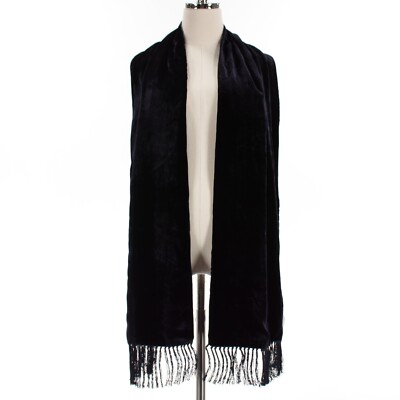 Italo Ferretti NWT Velvet Scarf Navy w/ Subtle Red Polka Dot Pattern Silk Blend