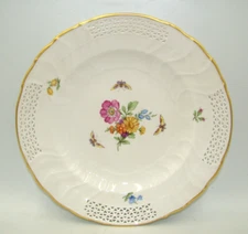 KPM Hand Painted Floral Plate w/ Reticulated Pierced Rim