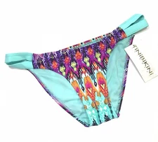 NWT Women's Tinibikini Swimwear Bathing Suit Bottom Tribal Print Aqua MEDIUM