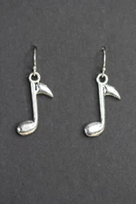 Music Note Charm Earrings .925 sterling silver hooks pewter charms Musician Gift
