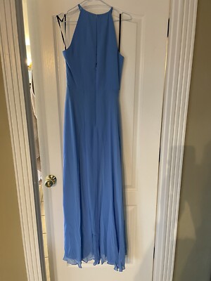 cornflower blue chiffon bridesmaid dresses Final Sale] Cornflower Blue Lace Halter Neck Backless Chiffon Slit Br  NZ  Bridal